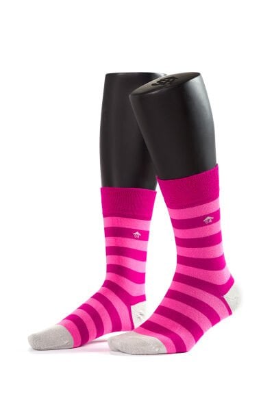 Kadın Çift Kat Bambu Kalın Çizgi Deseli Çorap