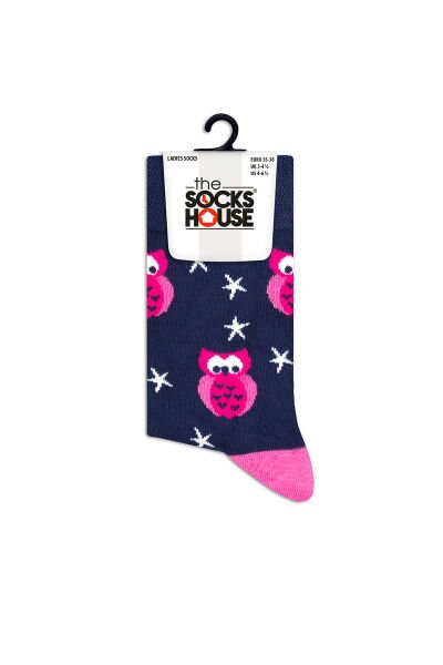 Kadın Çift Kat Bambu Baykuş Desenli Çorap