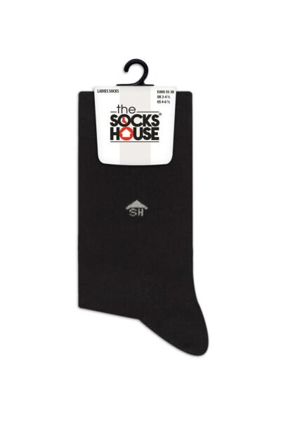 Kadın Çift Kat Bambu Düz Siyah Çorap