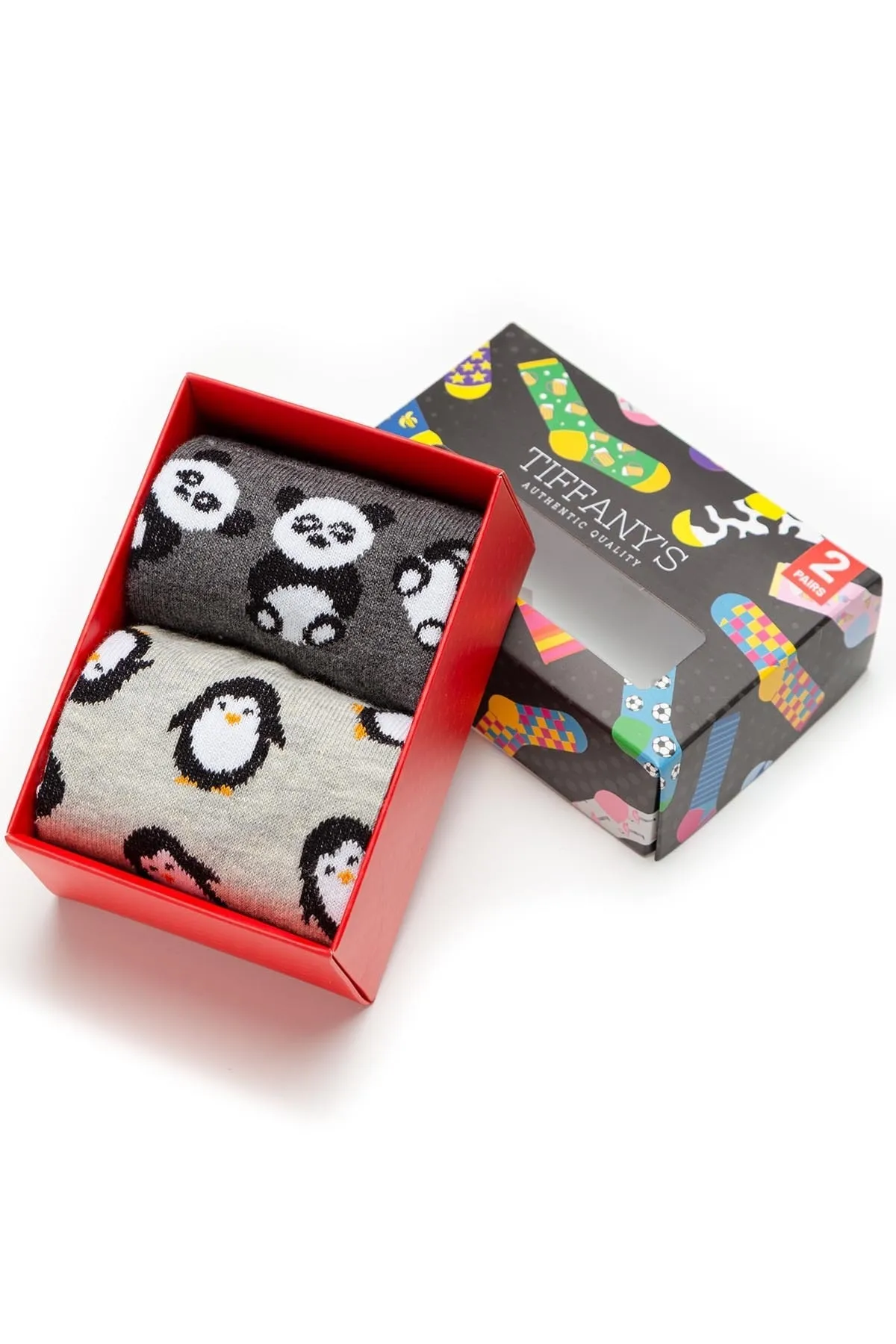 2'li Set Panda-Penguen Desenli Çorap Seti
