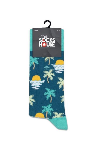 Erkek Gün Batımı Desenli Çorap