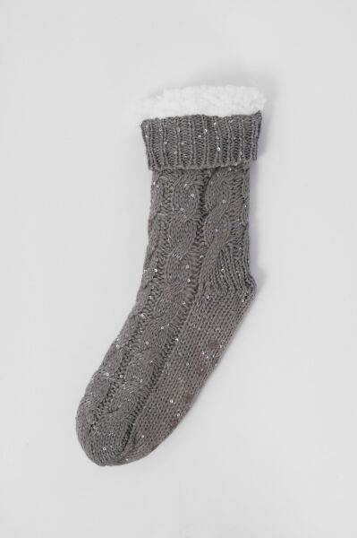 İçi Peluş Kaydırmaz Taban Kışlık Ev Çorabı / Ev Botu / Uyku Çorabı