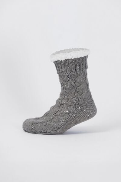 İçi Peluş Kaydırmaz Taban Kışlık Ev Çorabı / Ev Botu / Uyku Çorabı