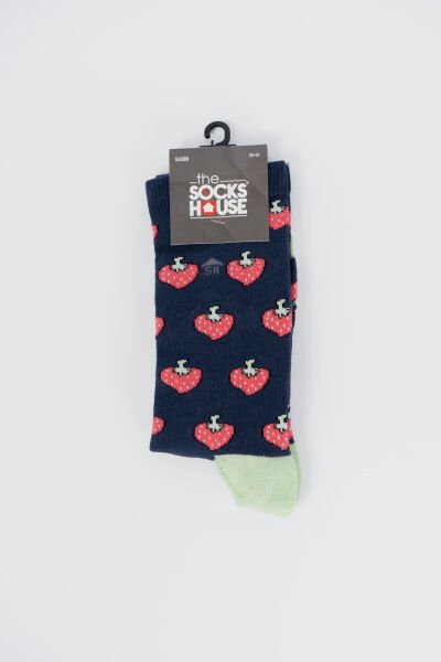 Çilek Desenli Kadın Soket Çorap