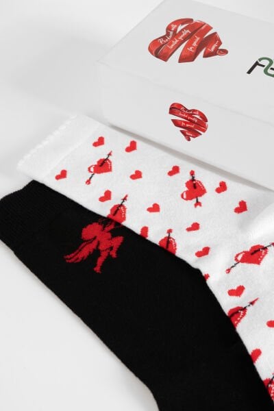 Sevgililer Günü Özel Aşk Temalı Kutulu Çorap Seti – Kadın & Erkek Çift Çorabı - Sevgili Çorabı